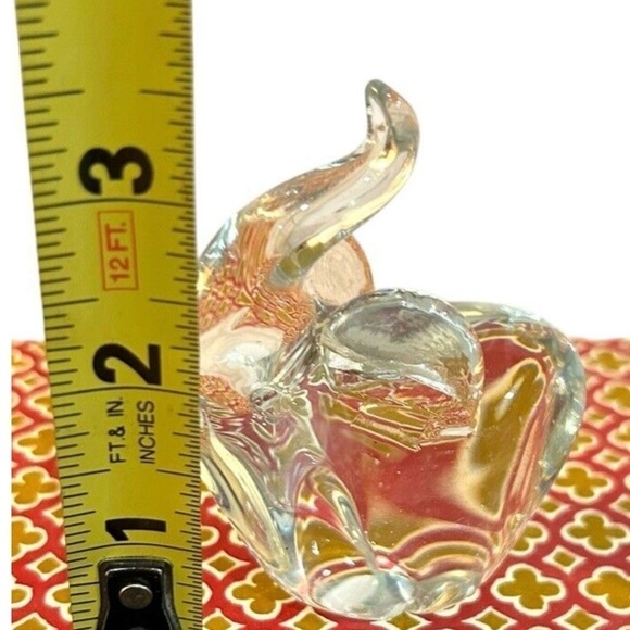 Vintage Clear Glass Elephant Figurine Paperweight Hand Blown Trunk Up - Picture 5 of 5